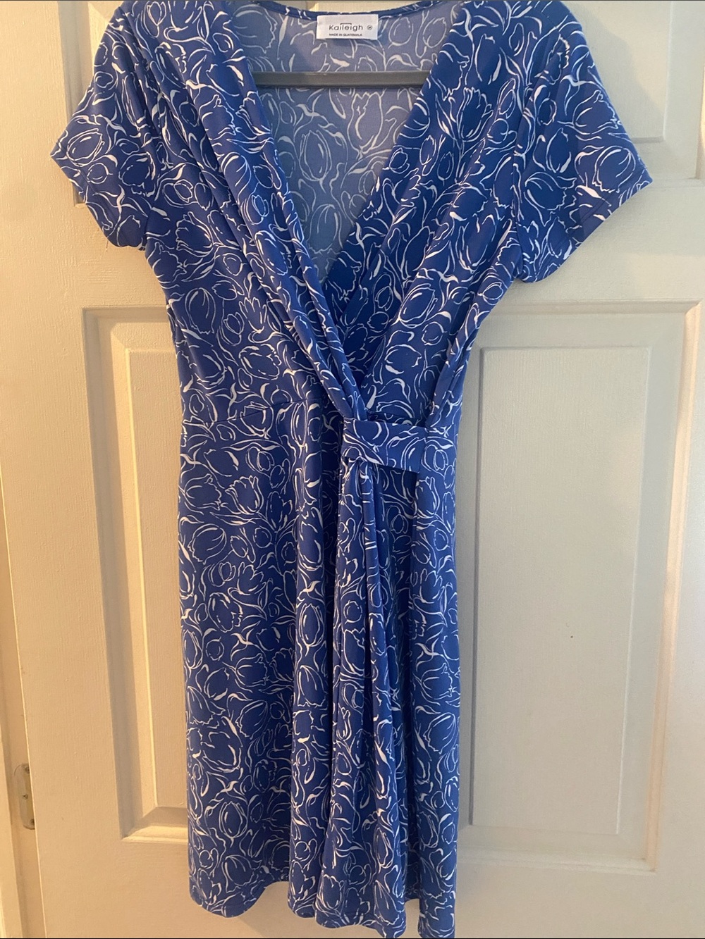 Kaileigh Royal Blue Floral Wrap Midi Dress